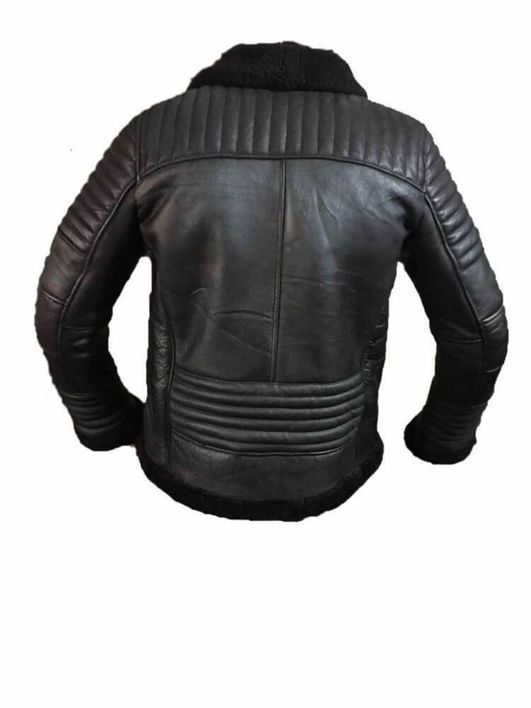 Classic Black Aviator Shearling Jacket With Fur Zing Apparel
