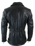 Faux Leather Black Belted Biker Long Coat Zing Apparel