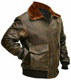 G-1 Aviator Distresses Leather Jacket, Brown Zing Apparel