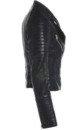 Moto Asymmetrical Biker Jacket Women, Black Zing Apparel