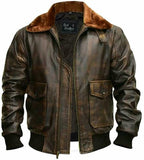 G-1 Aviator Distresses Leather Jacket, Brown Zing Apparel