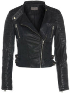 Moto Asymmetrical Biker Jacket Women, Black Zing Apparel