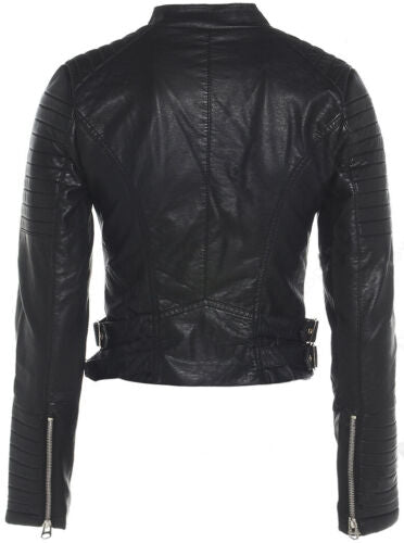 Moto Asymmetrical Biker Jacket Women, Black Zing Apparel