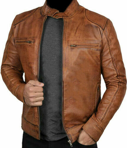 Genuine Lambskin Vintage Leather Biker Jacket Zing Apparel