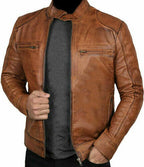 Genuine Lambskin Vintage Leather Biker Jacket Zing Apparel