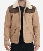 Modern Suede Leather Jacket Men, Beige Zing Apparel