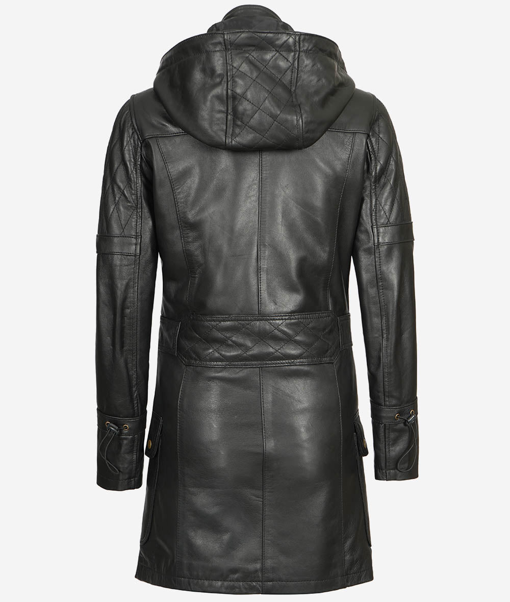 Women Long Coat - Real Leather Zip Up Zing Apparel