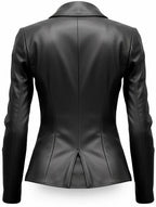 Fitted Black Leather Women Coat Blazer Zing Apparel