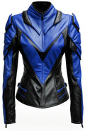 Faux Leather Jacket in Blue & Black Leather Zing Apparel
