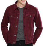 Men’s Casual Denim Burgundy Jacket Zing Apparel