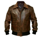G-1 Brown Bomber Distressed Leather Jacket Zing Apparel