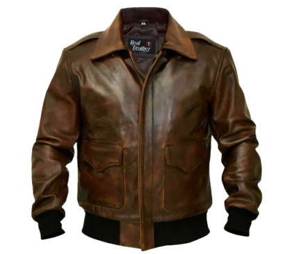 G-1 Brown Bomber Distressed Leather Jacket Zing Apparel