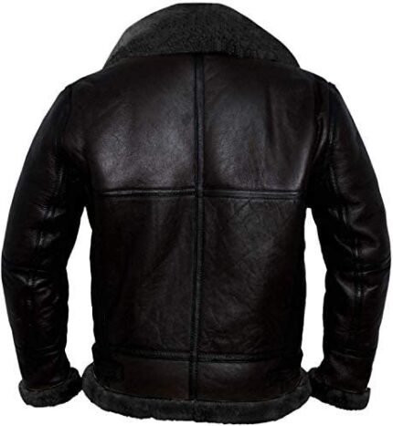Flight Pilot Shearling Leather Jacket, Black Zing Apparel