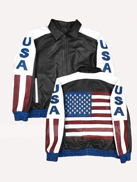 American Flag Vintage Leather Jacket For Men Zing Apparel