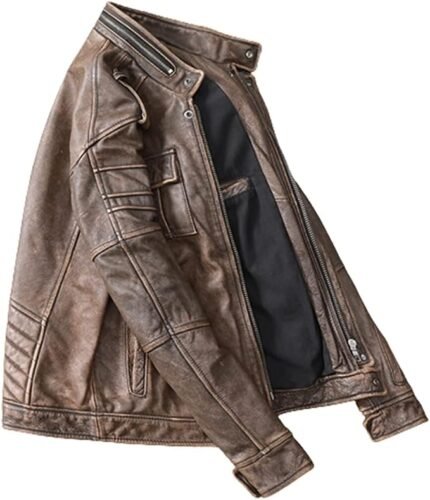 Mens Elite Vintage Brown Biker Jacket Zing Apparel