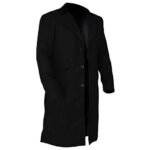 Men's Long Black Wool Straight Coat Zing Apparel