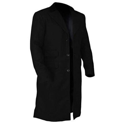 Men's Long Black Wool Straight Coat Zing Apparel