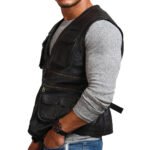 Safari Black Leather Vest Men, Sleeveless Zing Apparel