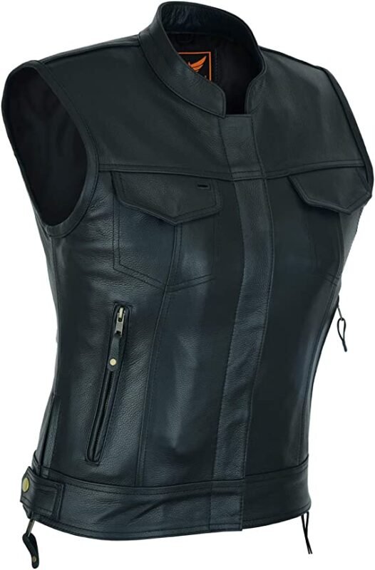 Leather Vest For Women with Side Zipper Zing Apparel