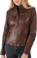 ROXA Trendy Women's Zip Up Genuine Biker Jacket Zing Apparel