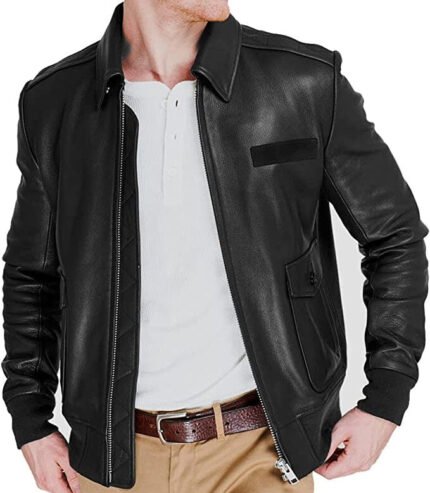 WWII Aviator Bomber Jacket Men, Black Zing Apparel
