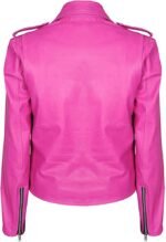 Women Casual Girls Pink Biker Leather Jacket Zing Apparel