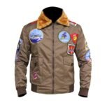 Tom Cruise Jet Fighter Men Brown Bomber Jacket Zing Apparel
