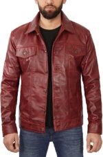 Blingsoul Brown Leather Jacket Men Zing Apparel