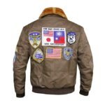 Tom Cruise Jet Fighter Men Brown Bomber Jacket Zing Apparel