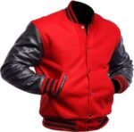 Baseball Red & Black Varsity Jacket Men Zing Apparel
