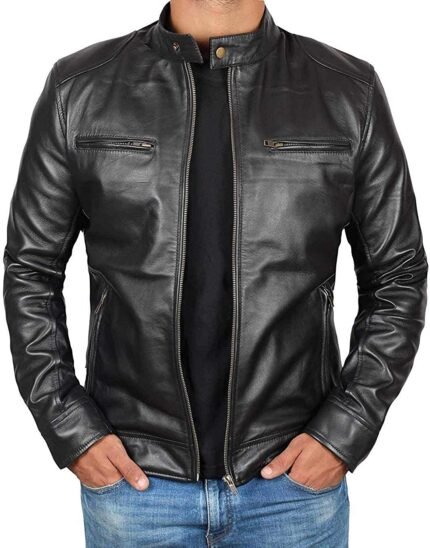 Classic Men's Lambskin Cafe Racer Jacket Zing Apparel