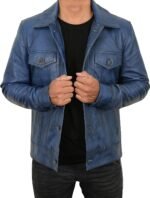 Vintage Trucker Biker Jacket Men, Multi Zing Apparel