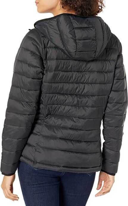 Hooded Puffer Jacket Women, Black Zing Apparel