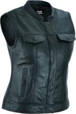 Daniel Smart Leather Vest For Women, Black Zing Apparel