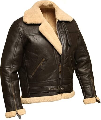 Vintage Shearling Jacket Men, Brown Zing Apparel