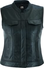 Daniel Smart Leather Vest For Women, Black Zing Apparel