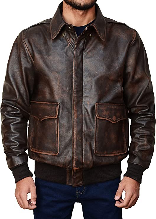 brown leather aviator jacket