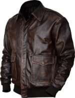 brown leather aviator jacket