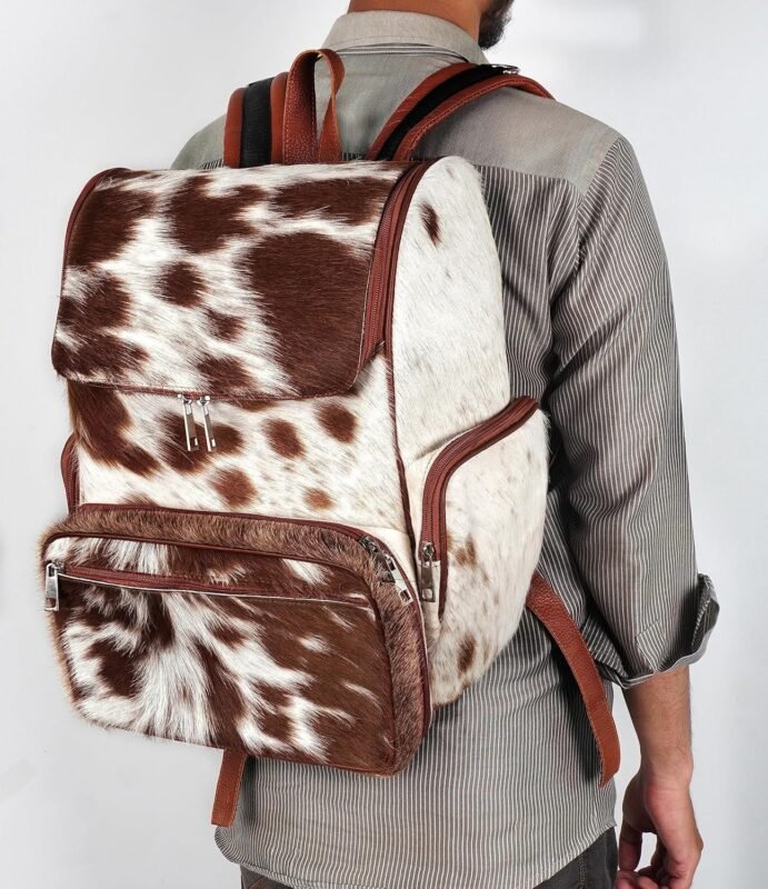 Cowhide With Hair Print Diaper Travel Backpack Zing Apparel