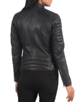 Adalyn Quilted Leather Biker Jacket Women, Black - Image 3