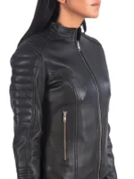Adalyn Quilted Leather Biker Jacket Women, Black - Image 2