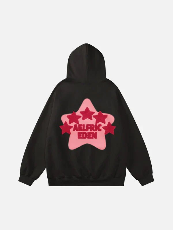 Aelfric Eden Vintage Embroidery Star Hoodie Black