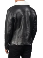 Alberto White Shearling Black Leather Jacket - Image 4