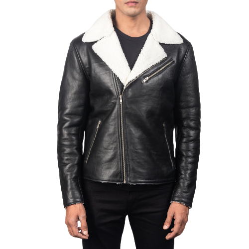 Alberto-White-Shearling-Black-Leather-Jacket-Sale