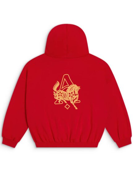 Alchemai-Year-of-Horse-Fleece-Hoodie-In-Red