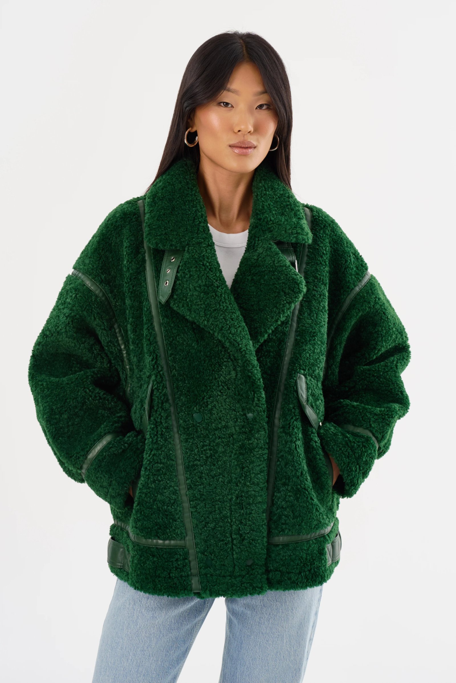Badu-Faux-Fur-Jacket-In-Green-Lamarque Badu Faux Fur Jacket In Green Lamarque - Image 1