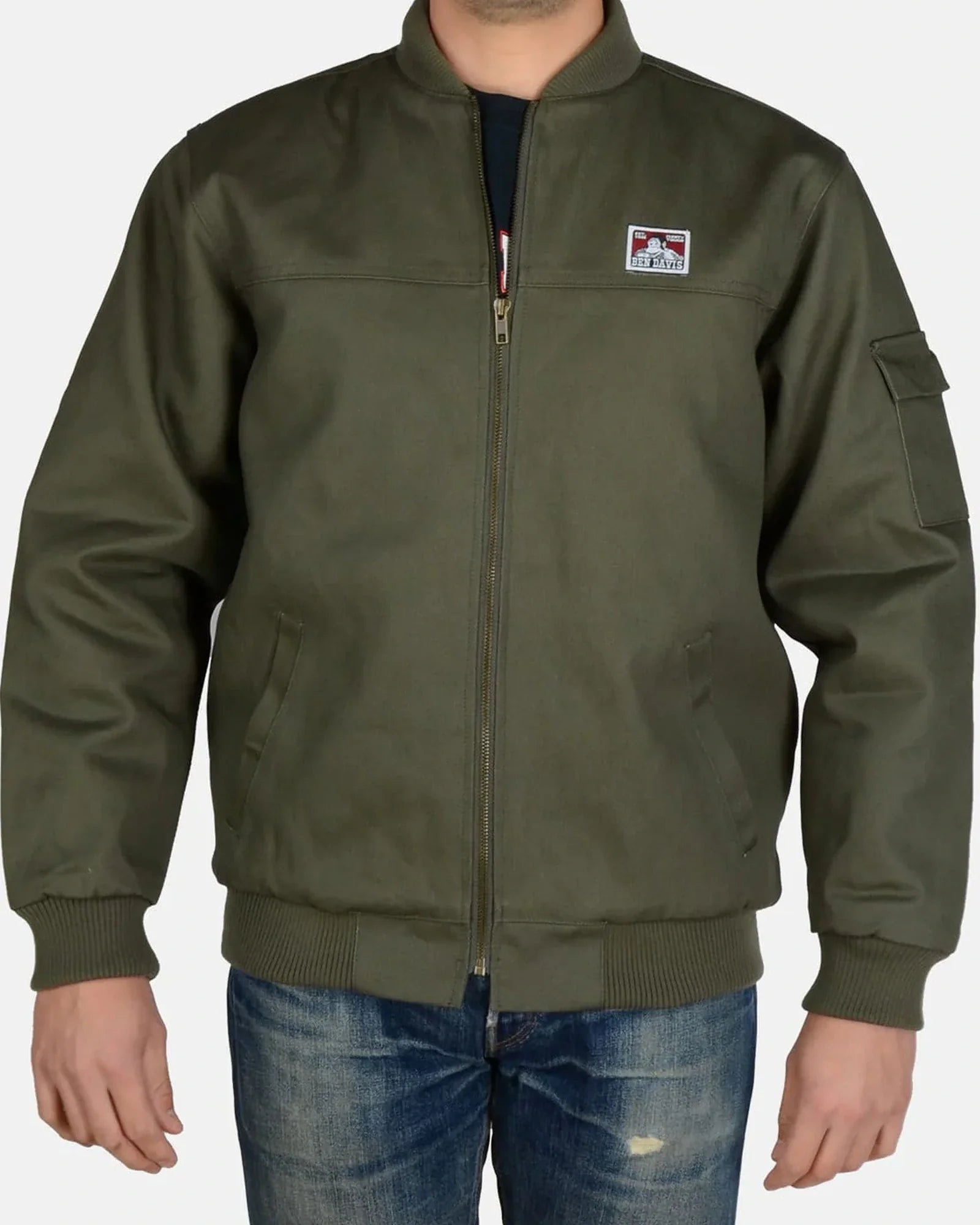 Ben-Davis-Bomber-Jacket-Olive-1 Ben-Davis-Bomber-Jacket-Olive