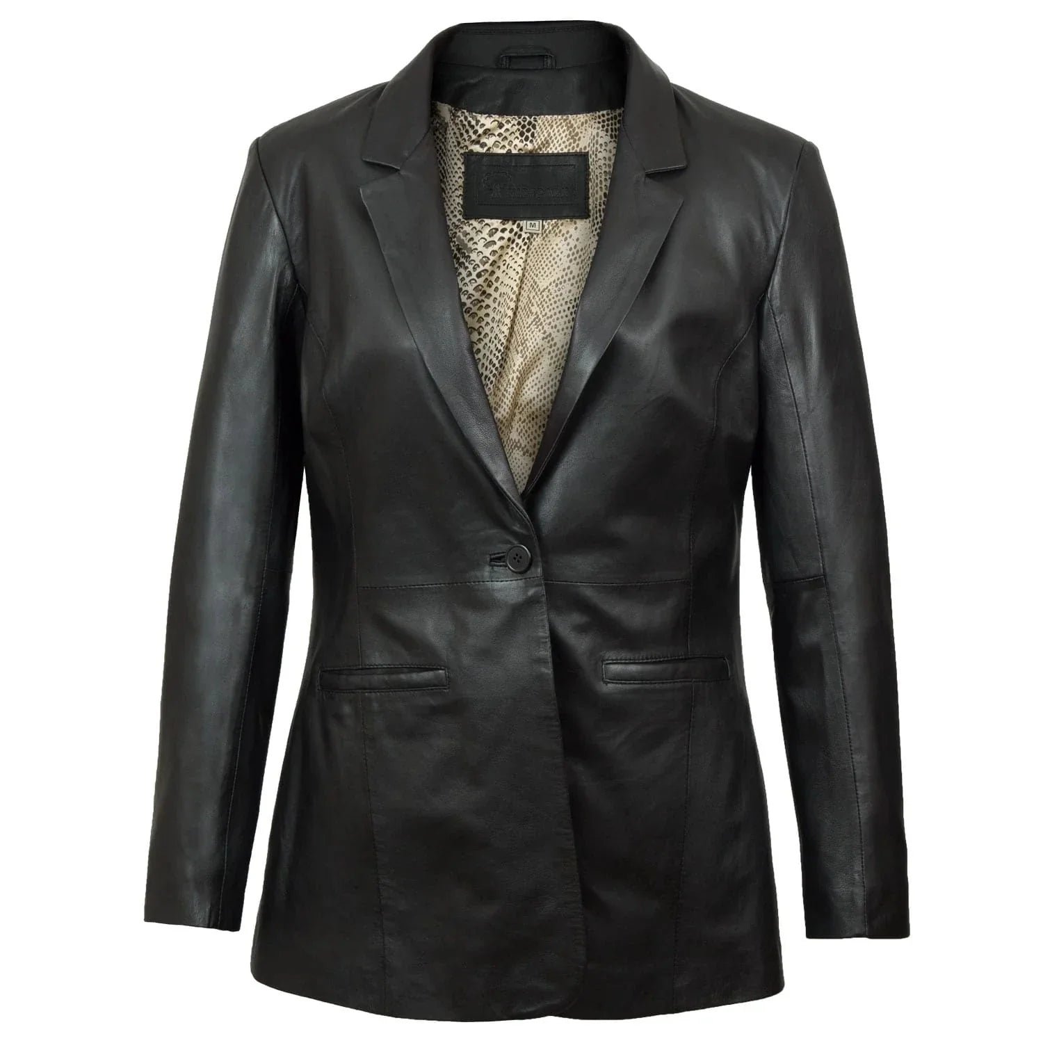 Beth-Black-P1050262_b8baeb6b-9e37-49e4-b65d-5f5fdb2eaadc Fitted Leather Blazer Women Black Zing Apparel