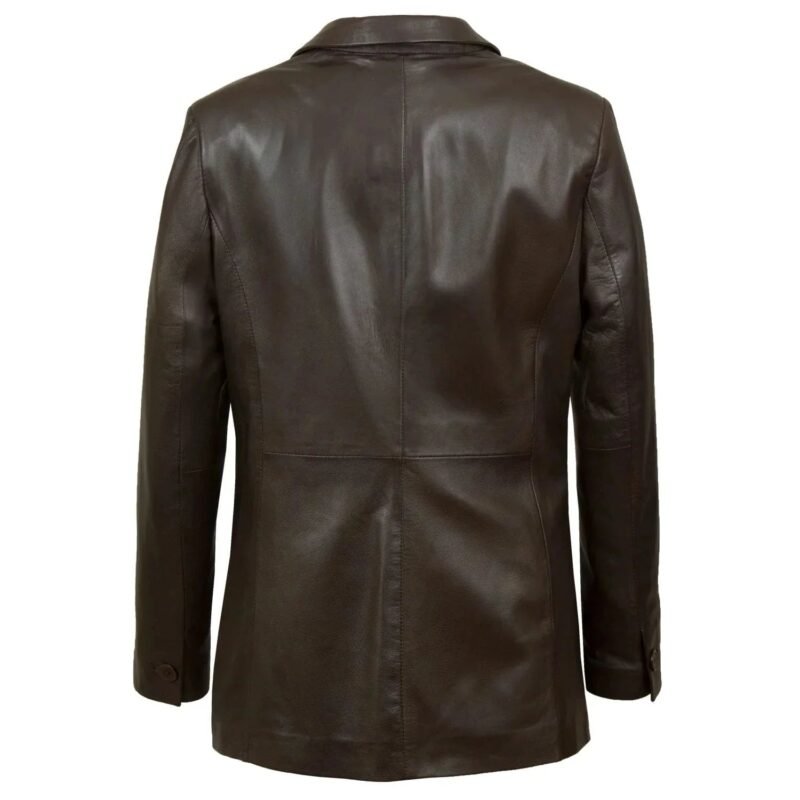 Fitted Leather Blazer Women Black N Brown Zing Apparel