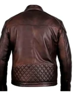 Biker Vintage Quilted Leather Jacket Brown - Image 3